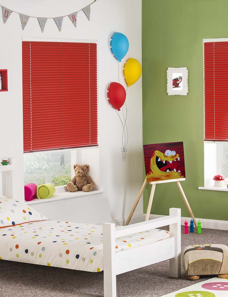 red venetian chrildrens blinds