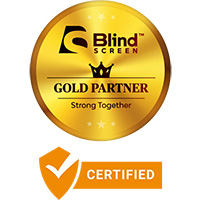 Blind Screen® Gold Partner certification badge awarded to Gillian’s Blinds.