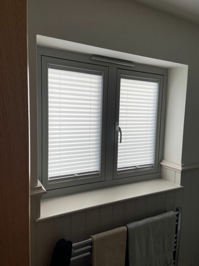 Made to measure pleated blinds fitted in window Bugbrooke Northamptonshire